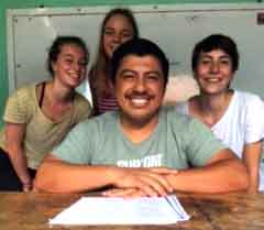 Rafael with three students. Spanish classes