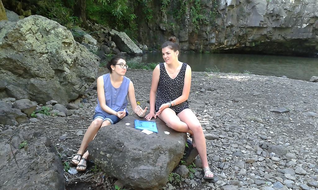 Students practicing Spanish during a nature immersion trip in Esteli Nicaragua 